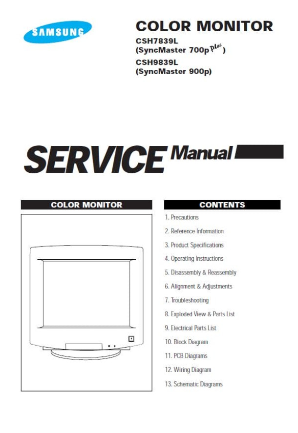 CSH7839L, SyncMaster 700p Plus, CS9839L, SyncMaster 900p